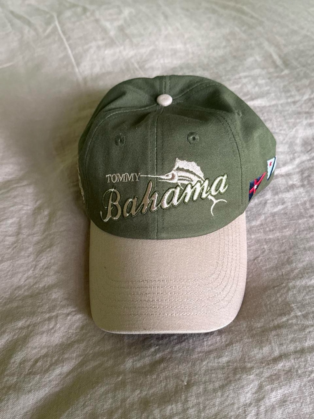 Tommy Bahama Green Crown with Beige Bill Embroidered Logo Cap
